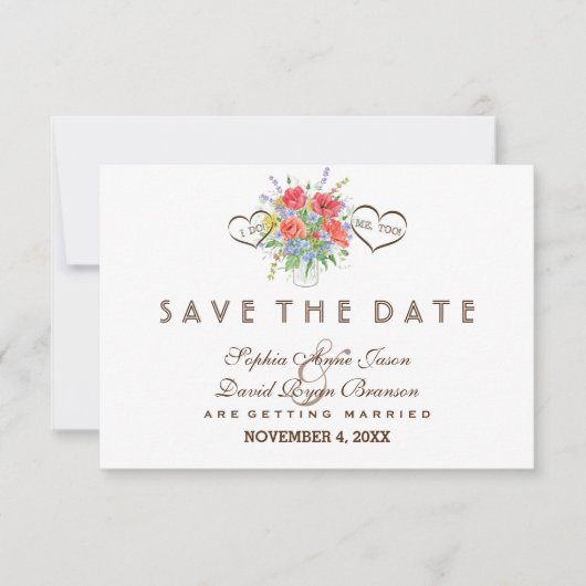 Rustikale wild lebende Blume Hochzeit speichern da Save The Date (Vorderseite)
