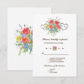 Rustikale, wild lebende Blume Hochzeit von RSVP Karte (Vorne/Hinten)