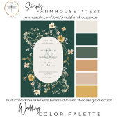 Rustikale Wildblume als Smaragdgrün-QR-Code All In One Einladung