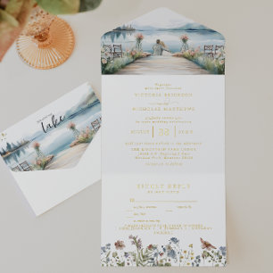 Rustikale Wildblume am See Boho Wedding All-in-One-Einladung
