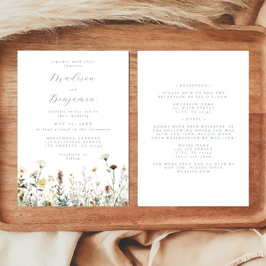 Rustikale Wildblume auf einer Hochzeit Einladung