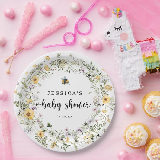 Rustikale Wildblume Babydusche Papierplatte Pappteller (Party)