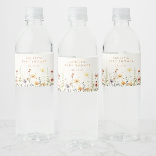 Rustikale Wildblume Babydusche Wasser Flasche Etik Wasserflaschenetikett (Flaschen)