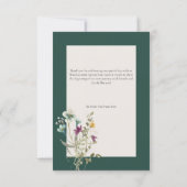 Rustikale Wildblume bildet Smaragdgrüne Hochzeit Dankeskarte (Rückseite)