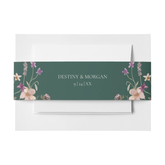 Rustikale Wildblume bildet Smaragdgrüne Hochzeit Einladungsbanderole (Vorderseite Beispiel)