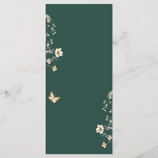 Rustikale Wildblume bildet Smaragdgrüne Hochzeit Menükarte (Rückseite)