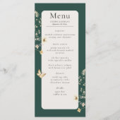 Rustikale Wildblume bildet Smaragdgrüne Hochzeit Menükarte (Vorderseite)