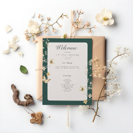 Rustikale Wildblume bildet Smaragdgrüne Hochzeit Programm