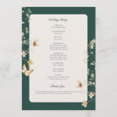 Rustikale Wildblume bildet Smaragdgrüne Hochzeit Programm (Rückseite)