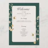 Rustikale Wildblume bildet Smaragdgrüne Hochzeit Programm (Vorderseite)