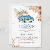 Rustikale Wildblume Blue Pumpkin Truck Kinderdusch Einladung (Vorderseite)
