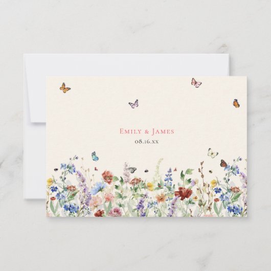 Rustikale Wildblume Blumenhochzeit RSVP Karte (Rückseite)