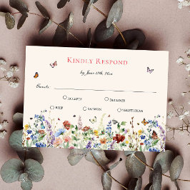 Rustikale Wildblume Blumenhochzeit RSVP Karte