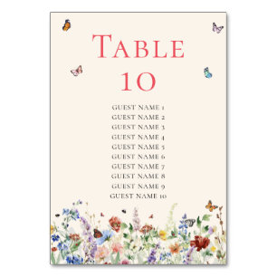 Rustikale Wildblume Blumenhochzeit Tischnummer