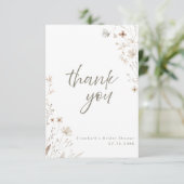 Rustikale Wildblume Blumenkohl Brautparty Dankeskarte (Stehend Vorderseite)