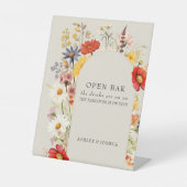 Rustikale Wildblume Blumenstrauch Open Bar Wedding Sockelschild (Vorderseite)