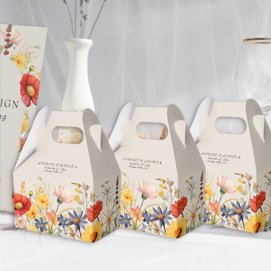 Rustikale Wildblume Blumenzwiebelhochzeit Geschenkschachtel