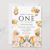 Rustikale Wildblume Boho Erster Bienentag Einladung (Vorderseite)