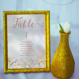 Rustikale Wildblume Boho Garden Wedding Table Card Tischnummer