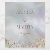 Rustikale Wildblume Boho Garden Wedding Weinetikett (Einzelnes Label)