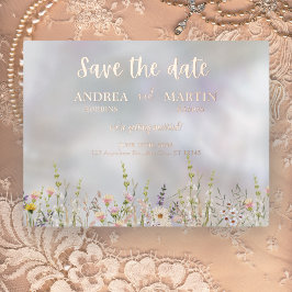 Rustikale Wildblume Boho Garten Save the Date Folien Feiertagspostkarte