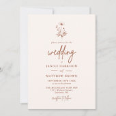 Rustikale Wildblume Boho Terracotta Foto Wedding Einladung (Vorderseite)