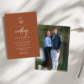 Rustikale Wildblume Boho Terracotta Foto Wedding Einladung