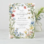 Rustikale Wildblume Boho Wassercolor Hochzeit Einladung (Stehend Vorderseite)