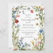 Rustikale Wildblume Boho Wassercolor Hochzeit Einladung (Vorderseite)
