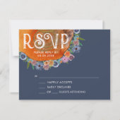 Rustikale Wildblume Boho Wasserfarbe Hochzeit RSVP Karte (Vorderseite)