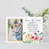 Rustikale Wildblume Boho Wasserfarben Foto Save The Date (Stehend Vorderseite)