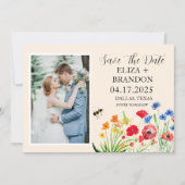 Rustikale Wildblume Boho Wasserfarben Foto Save The Date (Vorderseite)