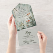 Rustikale Wildblume Boho Wedding All In One Einladung (Abreißen)
