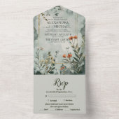 Rustikale Wildblume Boho Wedding All In One Einladung (Innen Boden)