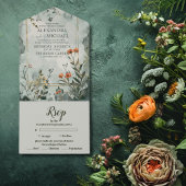 Rustikale Wildblume Boho Wedding All In One Einladung