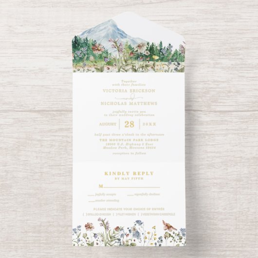 Rustikale Wildblume | Boho Wedding All-in-One-Einladung (Innenseite)