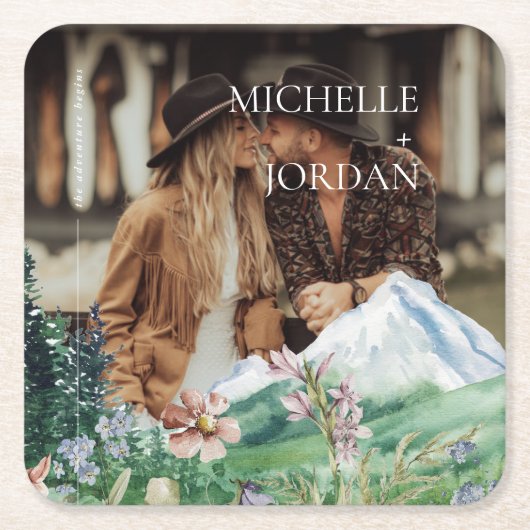 Rustikale Wildblume | Boho Wedding Foto Rechteckiger Pappuntersetzer (Vorderseite)