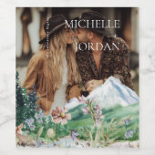 Rustikale Wildblume | Boho Wedding Foto Weinetikett (Einzelnes Label)