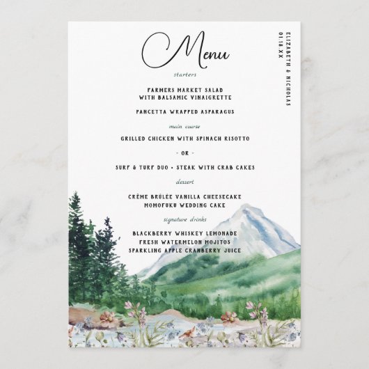 Rustikale Wildblume | Boho Wedding Menu Menükarte (Vorderseite)