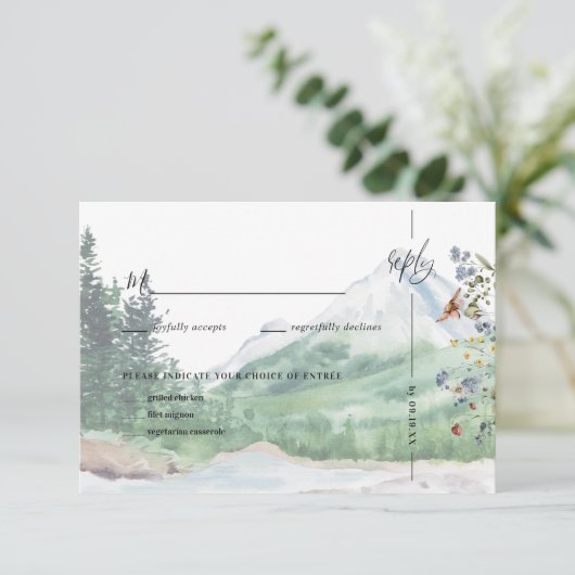 Rustikale Wildblume | Boho Wedding RSVP (Stehend Vorderseite)
