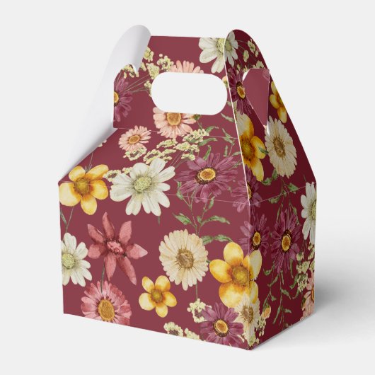 Rustikale Wildblume Bordeaux Babydusche Geschenkschachtel (Rückseite)