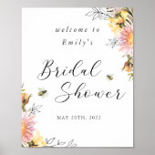 Rustikale Wildblume Brautparty Begrüßungszeichen Poster (Vorne)