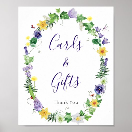 Rustikale Wildblume Brautparty Karten Schild (Vorne)