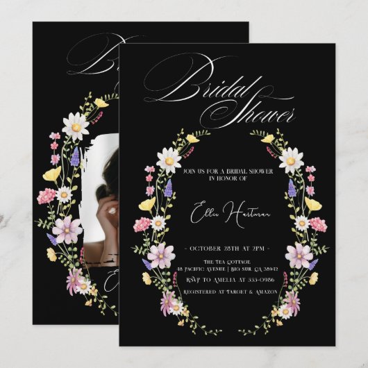 Rustikale Wildblume Bridal Bash Einladung (Vorne/Hinten)