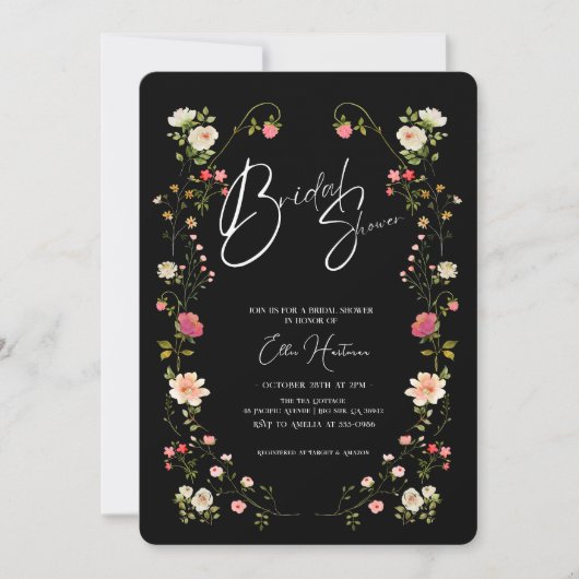 Rustikale Wildblume Bridal Bash Einladung (Vorderseite)