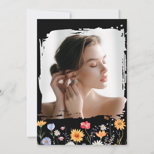 Rustikale Wildblume Bridal Bash Einladung (Rückseite)