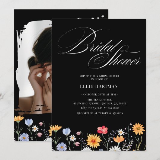 Rustikale Wildblume Bridal Bash Einladung (Vorne/Hinten)