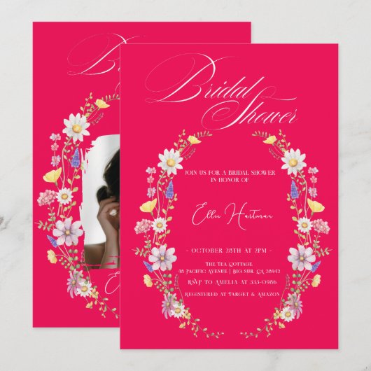 Rustikale Wildblume Bridal Bash Einladung (Vorne/Hinten)