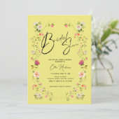 Rustikale Wildblume Bridal Bash Einladung (Stehend Vorderseite)