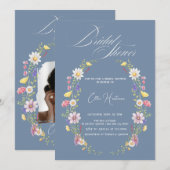 Rustikale Wildblume Bridal Bash Einladung (Vorne/Hinten)